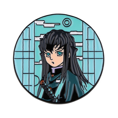 AD1134 Patchfan Anime Demon Slayer Couple Μεταλλικές καρφίτσες Καρφίτσες από σμάλτο για γυναίκες Ανδρικές καρφίτσες με πέτο σακίδιο σακίδιο τζιν καρφίτσα