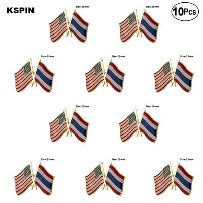 10 Pcs a Lot USA & Thailand Lapel Pin Σημαία Σήματα καρφίτσας καρφίτσες