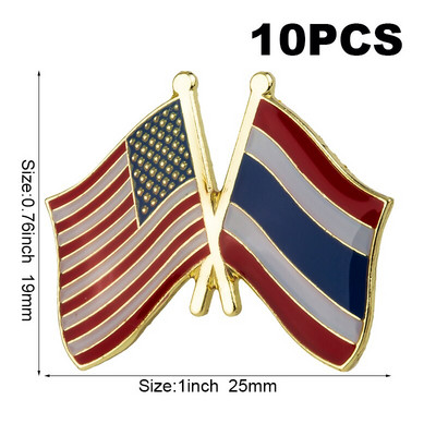 10 Pcs a Lot USA & Thailand Lapel Pin Σημαία Σήματα καρφίτσας καρφίτσες