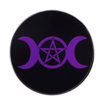 C1908 Triple Moon Goddess Wicca Witch Pentagram Magic Woman σμάλτο καρφίτσες πέτο για σακίδια Καρφίτσα για ρούχα κοσμήματα