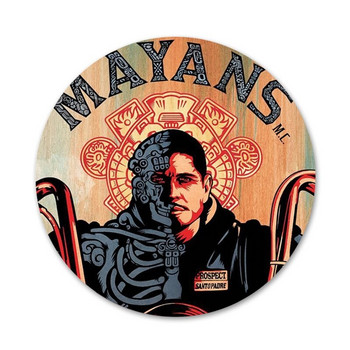 American tv Mayans MC защитни икони Щифтове Декорация на значки Брошки Метални значки за дрехи Декорация на раница 58 мм