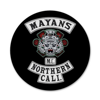 American tv Mayans MC προστατευτικά εικονίδια Καρφίτσες Σήμα Διακόσμηση Καρφίτσες Μεταλλικές κονκάρδες για ρούχα Διακόσμηση σακιδίου πλάτης 58mm