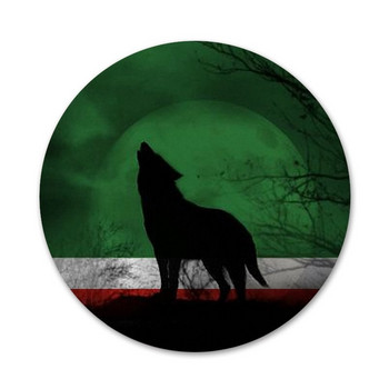 58 χιλιοστά Chechen Wolf National Flag Icons Καρφίτσες Διακόσμηση σημάτων Καρφίτσες Μεταλλικές κονκάρδες για ρούχα Διακόσμηση σακιδίου πλάτης