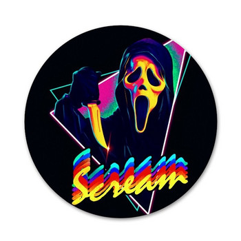 58 mm Ghostface Scream Icons Pins Декорация на значки Брошки Метални значки за дрехи Декорация на раница