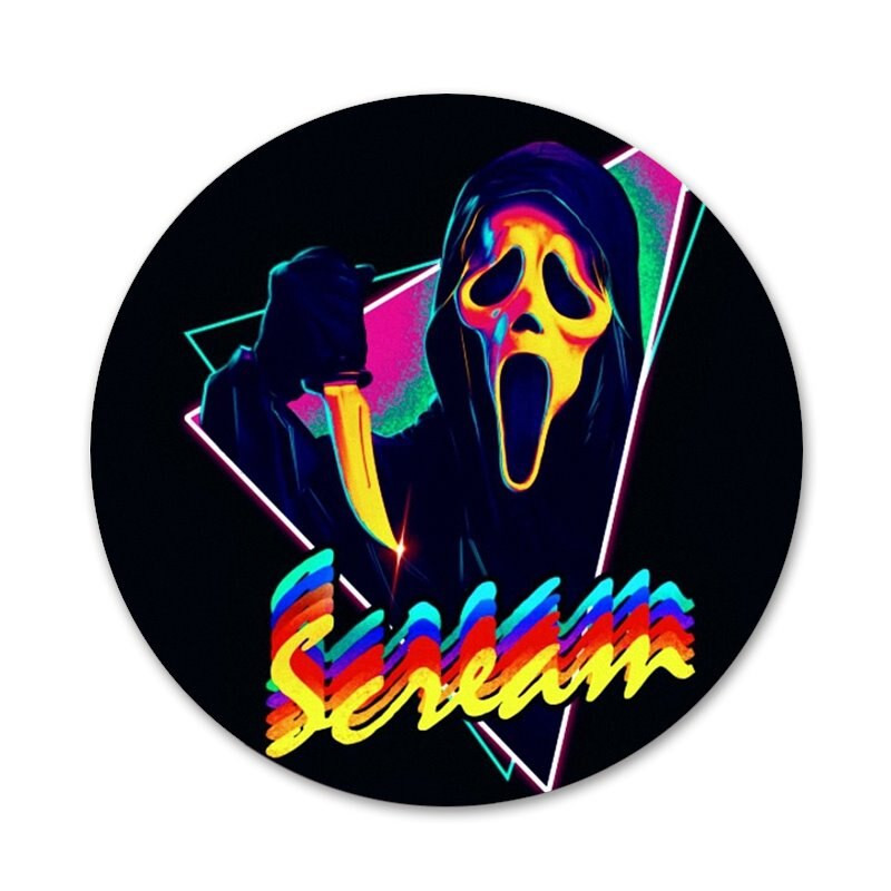 58 mm Ghostface Scream Icons Igle Dekoracija znački Broševi Metalne značke za odjeću Dekoracija ruksaka