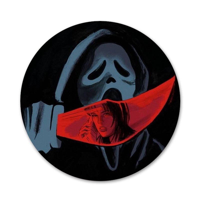 58 mm Ghostface Scream Icons Igle Dekoracija znački Broševi Metalne značke za odjeću Dekoracija ruksaka