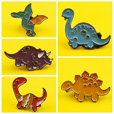 Cute DinosaurBadges Enamel Pin Cartoon Custom Funny Animal Brooches Bag Lapel Pin Badge Plant Jewelry Gift for Kids