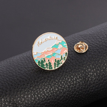 Японска и вятърна вълна куфар брошка Направи си сам джобна чанта декорация пейзаж пътуване възпоменателна значка кръгла игла