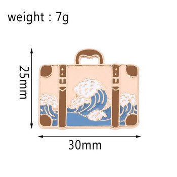 Καρφίτσα βαλίτσα ιαπωνική και αιολική DIY Τσάντα τσέπης Διακόσμηση Τοπίου Αναμνηστικό Σήμα Στρογγυλή καρφίτσα