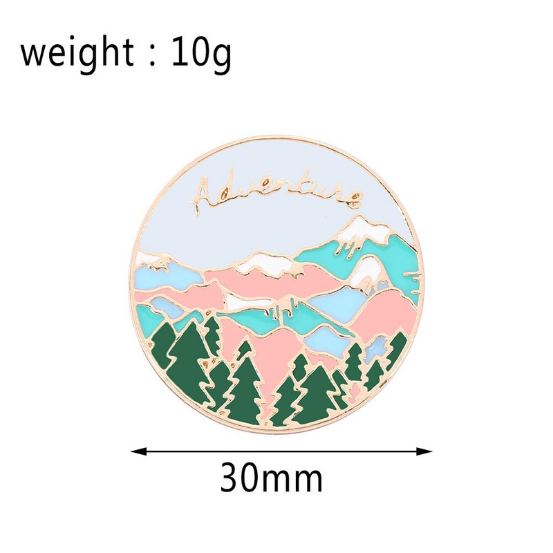 Broșă pentru valiză cu val de vânt japonez și vânt DIY Decorare geantă de buzunar Peisaj Călătorie Insigna comemorativă Pin rotund