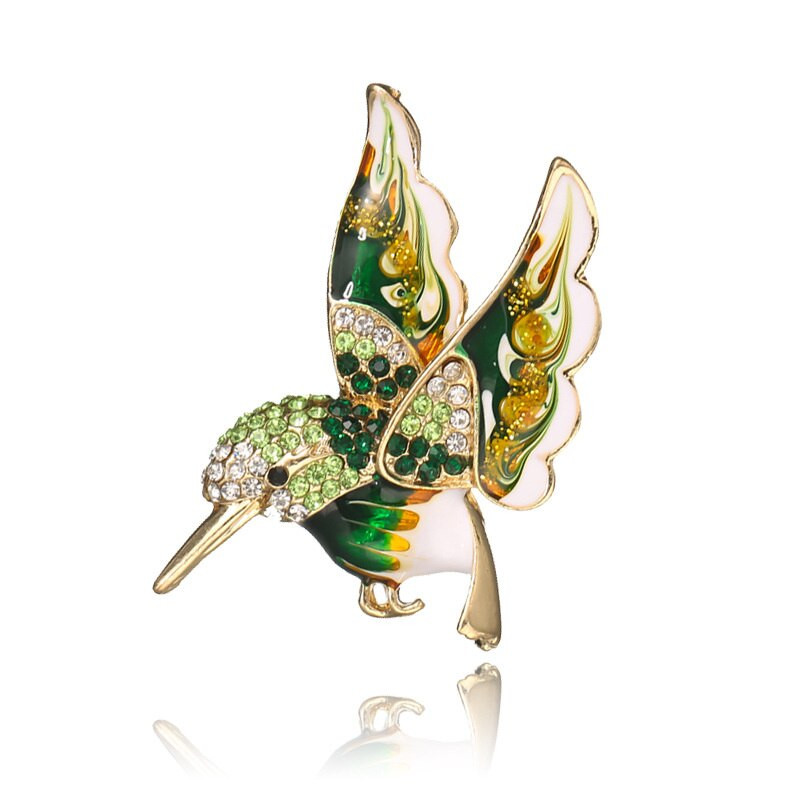 Broșe de păsări mici din zircon, nou sosire, pentru femei, broșă drăguță cu pasăre colibri, ace de culoare aurie, bijuterii animale, ornament de haină cadou