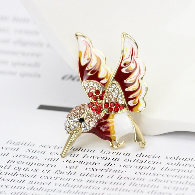 Broșe de păsări mici din zircon, nou sosire, pentru femei, broșă drăguță cu pasăre colibri, ace de culoare aurie, bijuterii animale, ornament de haină cadou