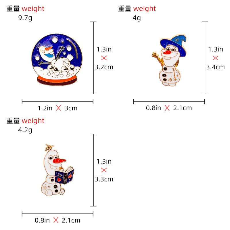 DisneyMovie Frozen Snowman Olaf Pin Cartoon Badge Armas pross teksadele Sall Topid Reväärinõelad Ikoonid Ehted Sõbrad Lapsele Parim kingitus