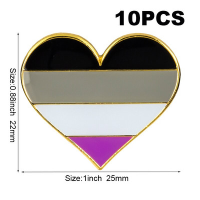 Aseksualni ponos Značka za rever u obliku srca Značka zastave Broš Igle Značke 10 komada puno