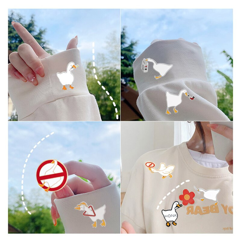 8 бр. Сладка емайлирана бяла гъска игла за ревер Ins Творческа симулационна брошка Untitled Angry Goose с брошки Значки Аксесоари