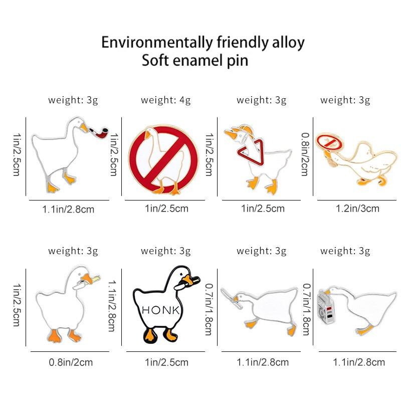 8 бр. Сладка емайлирана бяла гъска игла за ревер Ins Творческа симулационна брошка Untitled Angry Goose с брошки Значки Аксесоари