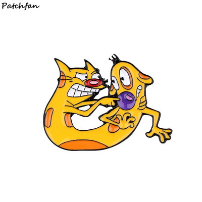 AD755 Patchfan Funny Cat Animals Μεταλλικές καρφίτσες Καρφίτσες από σμάλτο για γυναίκες Ανδρικές καρφίτσες σακίδιο πλάτης καρφίτσα τζιν Καρφίτσα μόδας σκύλου