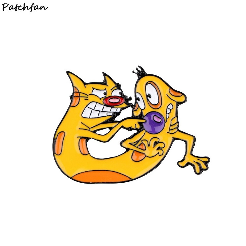 AD755 Patchfan Funny Cat Animals Μεταλλικές καρφίτσες Καρφίτσες από σμάλτο για γυναίκες Ανδρικές καρφίτσες σακίδιο πλάτης καρφίτσα τζιν Καρφίτσα μόδας σκύλου