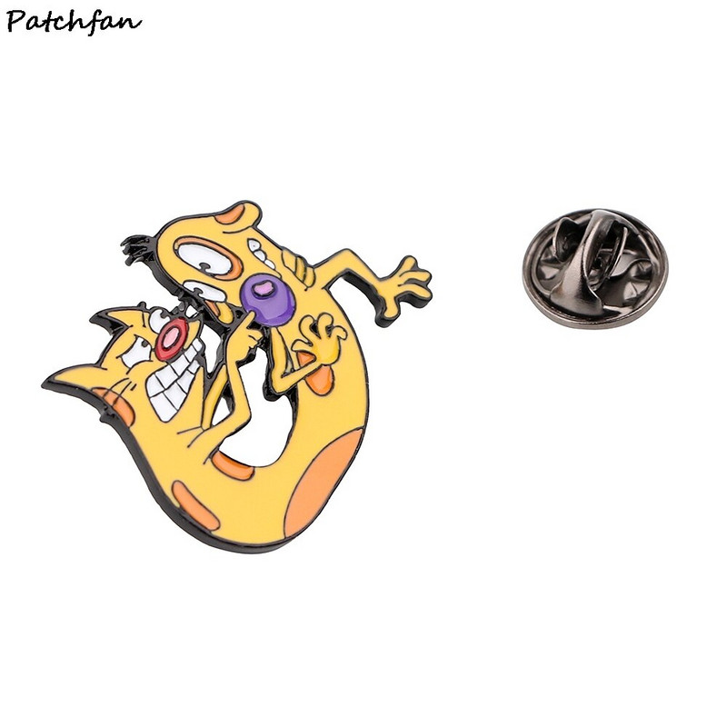 AD755 Patchfan Funny Cat Animals Μεταλλικές καρφίτσες Καρφίτσες από σμάλτο για γυναίκες Ανδρικές καρφίτσες σακίδιο πλάτης καρφίτσα τζιν Καρφίτσα μόδας σκύλου