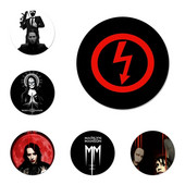 58 mm Marilyn Manson logotipas Piktogramos Smeigtukai Ženkliuko dekoravimas Sagės Metaliniai ženkleliai drabužiams Kuprinės puošimas