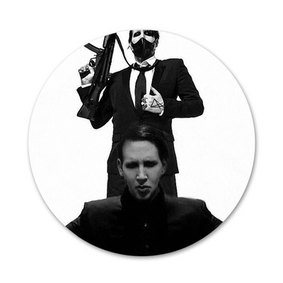 58 mm Marilyn Manson logotipas Piktogramos Smeigtukai Ženkliuko dekoravimas Sagės Metaliniai ženkleliai drabužiams Kuprinės puošimas