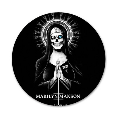 58 mm Marilyn Manson logotipas Piktogramos Smeigtukai Ženkliuko dekoravimas Sagės Metaliniai ženkleliai drabužiams Kuprinės puošimas