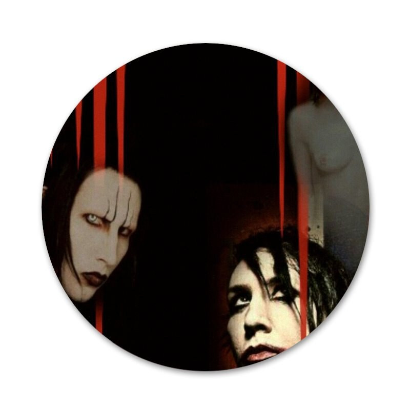 58 mm Marilyn Manson logotipas Piktogramos Smeigtukai Ženkliuko dekoravimas Sagės Metaliniai ženkleliai drabužiams Kuprinės puošimas