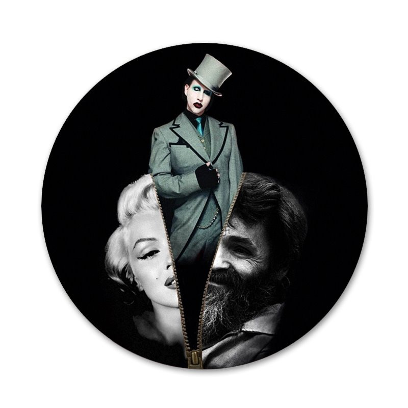 58 mm Marilyn Manson logotipas Piktogramos Smeigtukai Ženkliuko dekoravimas Sagės Metaliniai ženkleliai drabužiams Kuprinės puošimas