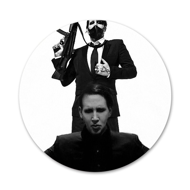 58 mm Marilyn Manson logotipas Piktogramos Smeigtukai Ženkliuko dekoravimas Sagės Metaliniai ženkleliai drabužiams Kuprinės puošimas
