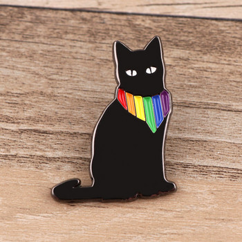 AD2179 Σήματα LGBT Rainbow Cat σε σακίδιο πλάτης Σήματα Pride για Ρούχα Καρφίτσες από σμάλτο ρούχων για σακίδια πλάτης Καρφίτσα πέτο ρούχων