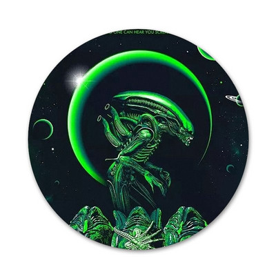 58 mm Xenomorph Aliens predato Piktogramos Smeigtukai Ženkliuko apdaila Sagės Metaliniai ženkleliai drabužiams Kuprinės puošimas