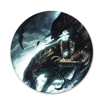 58 mm Xenomorph Aliens predato Piktogramos Smeigtukai Ženkliuko apdaila Sagės Metaliniai ženkleliai drabužiams Kuprinės puošimas