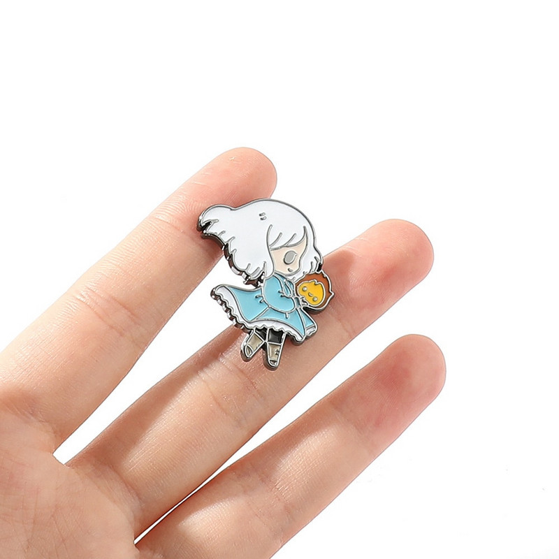 Двуизмерна анимация Игра Брошка Карикатура Момиче Light Yu Game Pin Направи си сам Декорация на багаж Метален капков емайл Подарък за приятели