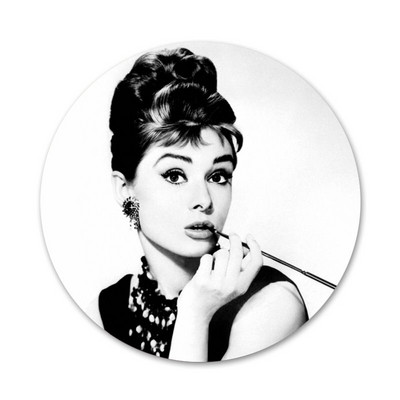 fashion lady audrey Hepburn Badge καρφίτσα καρφίτσα Αξεσουάρ για ρούχα Σακίδιο πλάτης Διακόσμηση δώρο 58mm