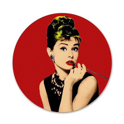 fashion lady audrey Hepburn Badge καρφίτσα καρφίτσα Αξεσουάρ για ρούχα Σακίδιο πλάτης Διακόσμηση δώρο 58mm