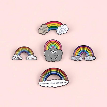 Прекрасни значки Rainbow Cloud Brooch INS Tide Сладки японски персонализирани креативни анимационни игли Фиксирани дрехи Аксесоари за раница