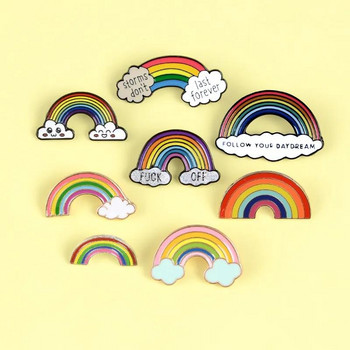 Прекрасни значки Rainbow Cloud Brooch INS Tide Сладки японски персонализирани креативни анимационни игли Фиксирани дрехи Аксесоари за раница