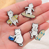 Σκέιτμπορντ καρφίτσες και σήματα γάτας Δώρο Ανδρικά Γυναικεία Μόδα κοσμήματα Διακόσμηση Σακίδιο πλάτης Δώρο κοσμήματα