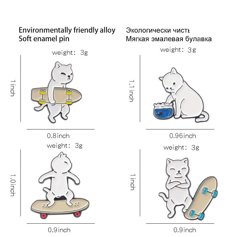 Σκέιτμπορντ καρφίτσες και σήματα γάτας Δώρο Ανδρικά Γυναικεία Μόδα κοσμήματα Διακόσμηση Σακίδιο πλάτης Δώρο κοσμήματα