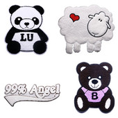 Veliki modni slatki ručnik s vezom iz crtića Engleski medvjed Ovca Panda Dječja odjeća Bedž s prugama DIY Punjačka majica Haljina