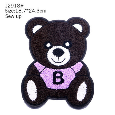 Veliki modni slatki ručnik s vezom iz crtića Engleski medvjed Ovca Panda Dječja odjeća Bedž s prugama DIY Punjačka majica Haljina