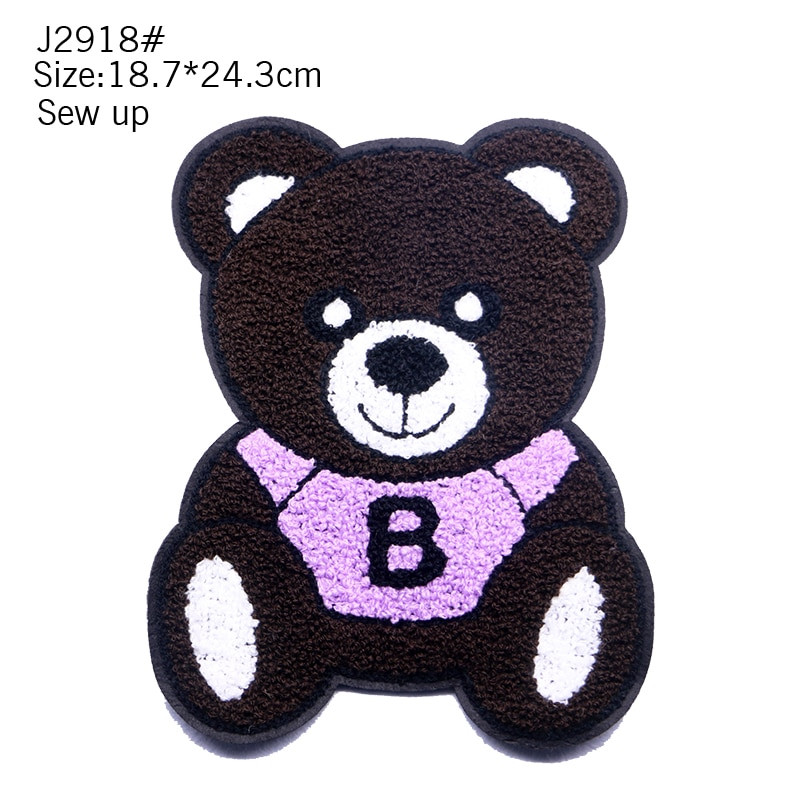 Veliki modni slatki ručnik s vezom iz crtića Engleski medvjed Ovca Panda Dječja odjeća Bedž s prugama DIY Punjačka majica Haljina