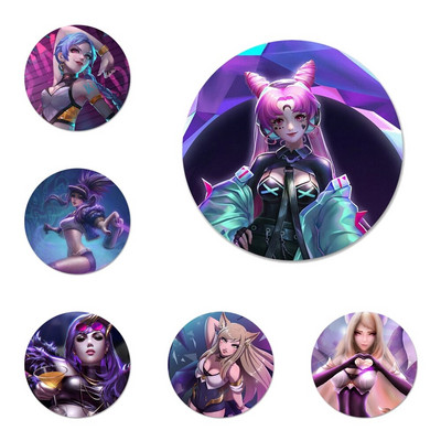 58 χιλιοστά Legends kda kaisa Ahri akali Evelynn Icons Καρφίτσες Διακοσμητικό σήμα Καρφίτσες Μεταλλικές κονκάρδες για ρούχα Διακόσμηση σακιδίου πλάτης