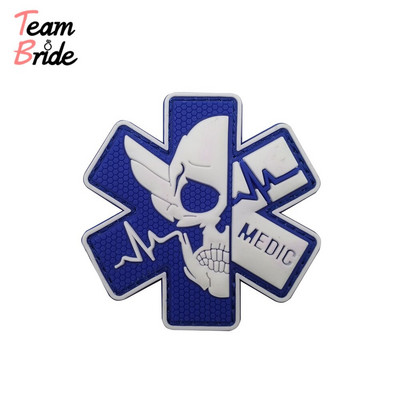 3D PVC Medical PARAMEDIC Skull Patches Tactical Military Decorative Patches Combat Rubber Medic Badges For Caps Backpack