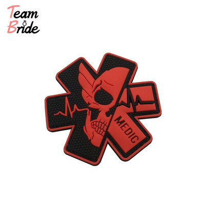 3D PVC Medical PARAMEDIC Skull Patches Tactical Military Decorative Patches Combat Rubber Medic Badges For Caps Backpack