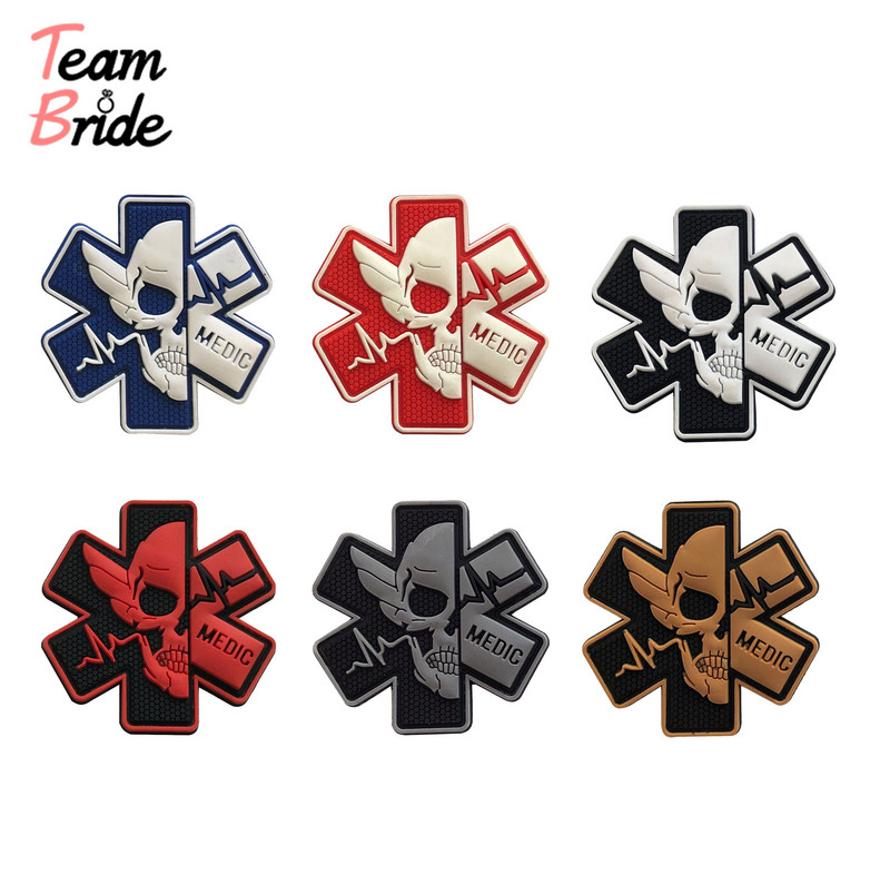 3D PVC Medical PARAMEDIC Skull Patches Tactical Military Decorative Patches Combat Rubber Medic Badges For Caps Backpack