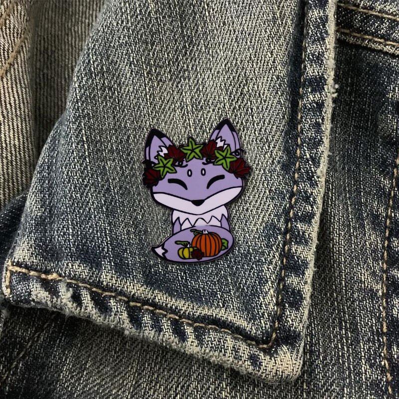 C2503 Καρφίτσες ζώων Cartoon Fox Καρφίτσες σμάλτο Cute Woodland Foxes Badges Ρούχα Καρφίτσα για πέτο Δώρα κοσμήματα για παιδιά κορίτσια