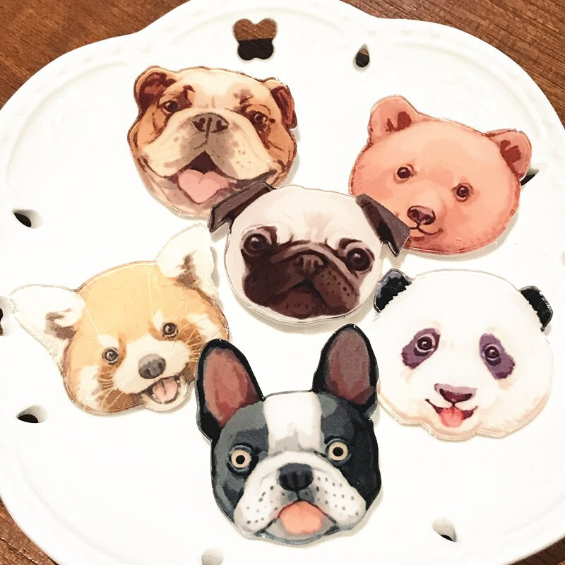 6PCS Карикатура Акрилни значки Прасе Куче Панда Икона Брошки Прекрасни игли за деца Подаръци Декорация на раница Дрехи Шал