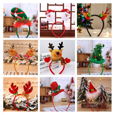 Χριστουγεννιάτικες κορδέλες για παιδιά Santa Elk Antlers Baby Headband Kids Diadem Elf Ears Horns Noel Navidad 2023 Αξεσουάρ μαλλιών