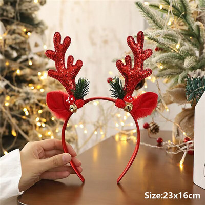 Ziemassvētku galvassegas bērniem Santa Elk Antlers Baby Galvassegas Bērni Diadem Elf Ausis Ragi Noel Navidad 2023 Matu aksesuāri